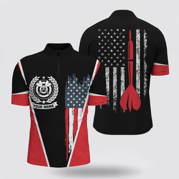 Dart Jerseys, Retro American Flag Dart Jerseys Patriotics For Men, Custom Dart Jerseys