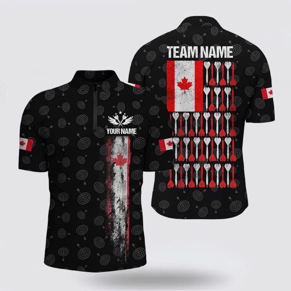 Dart Jerseys, Retro Canada Flag Black Dart Jerseys Patriotic For Men, Custom Dart Jerseys