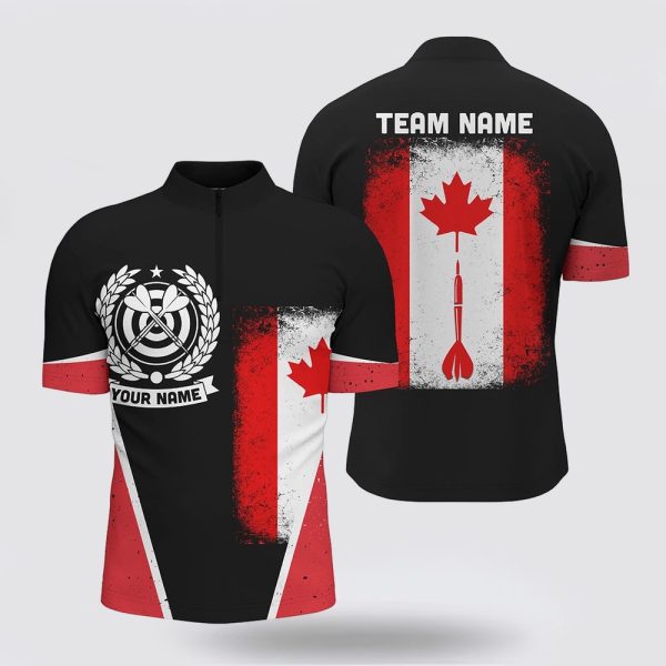 Dart Jerseys, Retro Canada Flag Dart Jerseys Patriotic Darts Shirt, Custom Dart Jerseys