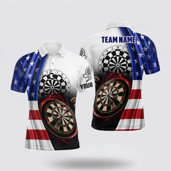 Darts Polo Shirt, American Flag Men Darts Polo Shirt Custom Darts Shirt For Dart Lovers, Darts Polo Shirt Design