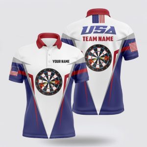 Darts Polo Shirt, American Flag Mens Darts…