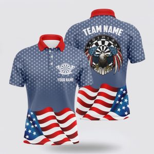 Darts Polo Shirt, American Flag Patriotic Darts…