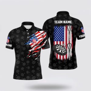 Darts Polo Shirt, American Flag Personalized Darts…