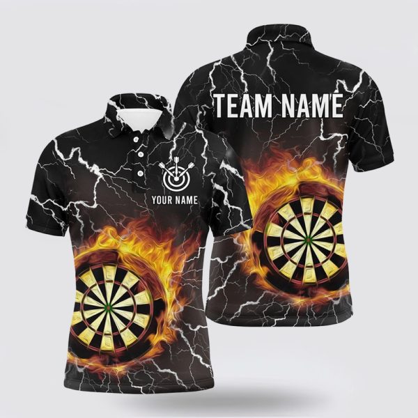 Darts Polo Shirt, Customized Flame Darts Men Polo Shirt Thunder Lightning Dart Shirts, Darts Polo Shirt Design