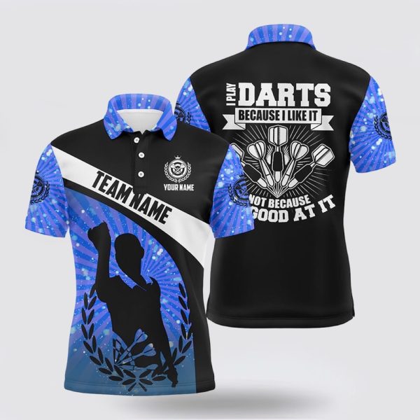 Darts Polo Shirt, I Play Darts Because I Like It Blue Halo Darts Polo Shirt, Darts Polo Shirt Design