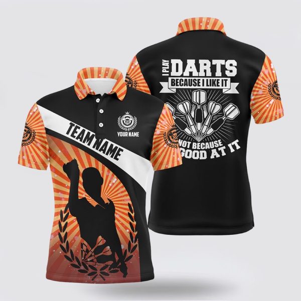 Darts Polo Shirt, I Play Darts Because I Like It Orange Halo Mens Darts Polo Shirt, Darts Polo Shirt Design