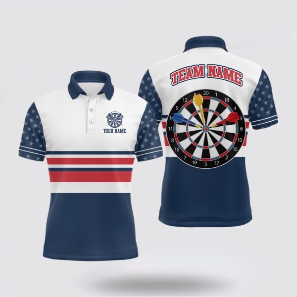 Darts Polo Shirt, Personalized American Flag Dartboard Mens Polo Shirt Patriotic, Darts Polo Shirt Design