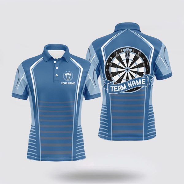 Darts Polo Shirt, Personalized Darts Blue Mens Polo Shirts Custom Darts Shirts, Darts Polo Shirt Design