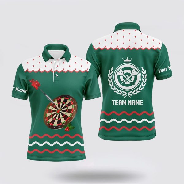 Darts Polo Shirt, Personalized Darts Christmas Green Polo Shirt Custom Darts Shirt, Darts Polo Shirt Design