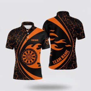 Darts Polo Shirt, Personalized Orange Fire Flame…