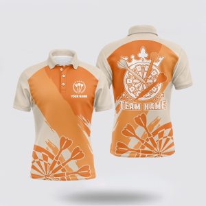 Darts Polo Shirt, Personalized Orange Men Darts…