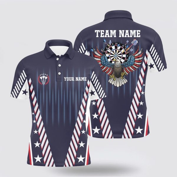 Darts Polo Shirt, Personalized Patriot Us Flag Men Darts Polo Shirt Navy Eagle, Darts Polo Shirt Design
