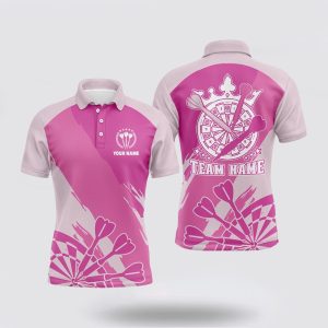 Darts Polo Shirt, Personalized Pink Mens Darts…