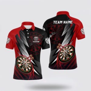 Darts Polo Shirt, Personalized Red Black Mens…