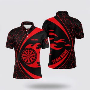 Darts Polo Shirt, Personalized Red Fire Flame…