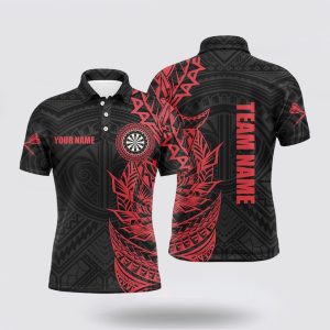 Darts Polo Shirt, Personalized Red Tribal Men…