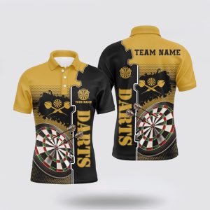 Darts Polo Shirt, Personalized Yellow Black Mens…