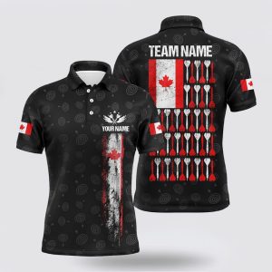 Darts Polo Shirt, Retro Canada Flag Black…