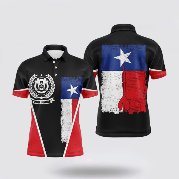 Darts Polo Shirt, Retro Texas Flag Mens Darts Polo Shirt, Darts Polo Shirt Design