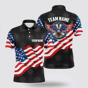 Darts Polo Shirt, Waving American Flag Mens…