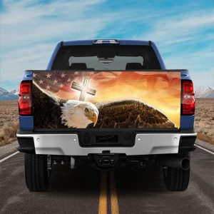 Jesus Tailgate Wrap, American Faith Eagl Truck Tailgate Decal Cross Jesus Blessing America Tailgate Wrap