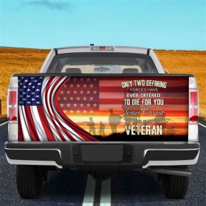 Jesus Tailgate Wrap, American Veteran Wrap Jesus Christ Tailgate Cover America Flag Wrap America Patriot Gift Tailgate Wrap