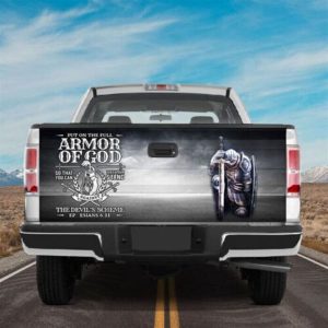 Jesus Tailgate Wrap, Armor Of God Faith Warrior Strong Christians Truck Tailgate Decal Wrap Knight Templar Warrior Truck Decor Tailgate Wrap