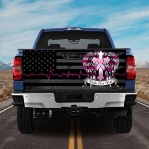 Jesus Tailgate Wrap, Breast Cancer Awareness Truck Tailgate Decal Ribbon Cross Angel Tailgate Wrap