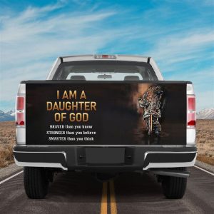 Jesus Tailgate Wrap, Christ Fighter Tailgate Wrap Lion Jesus Tailgate Cover I Am A Daughter Of God Tailgate Wrap