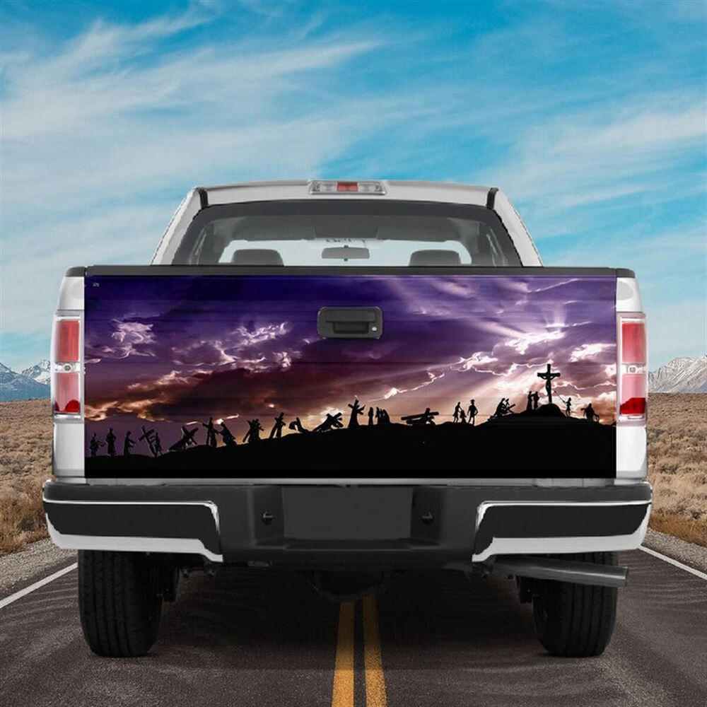 Jesus Tailgate Wrap, Christian Carry Cross Jesus On Cross Christian Holy Bible Tailgate Wrap Decal Truck Decoration Tailgate Wrap