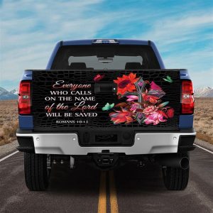 Jesus Tailgate Wrap Christian Cross Flower Everyone Who Calls On The Name Of The Lord Will Be Saved Tailgate Wrap 1 kym8hk.jpg