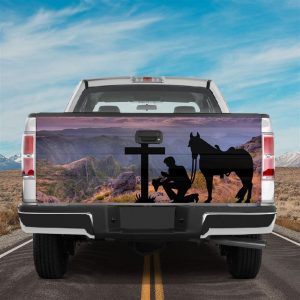 Jesus Tailgate Wrap, Christian Horse Lovers Tailgate Wrap, Cowboy Cowgirl Truck Decor Gift Idea Tailgate Wrap