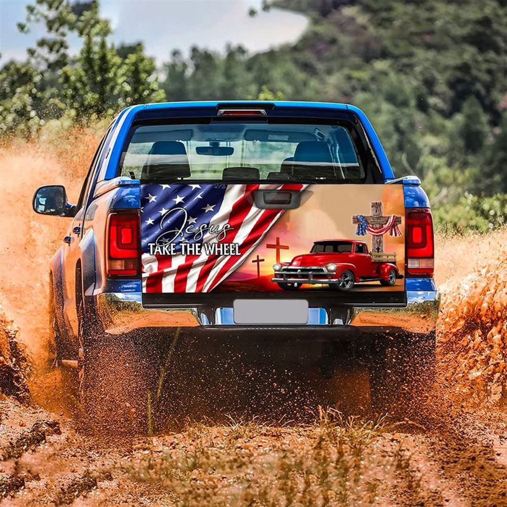 Jesus Tailgate Wrap, Cross Truck Jesus Take The Wheel Tailgate Wrap Decal Christian Gift Jesus Religous Tailgate Wrap