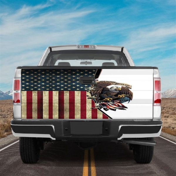 Jesus Tailgate Wrap, Eagl3 American Flag Tailgate Decal One Nation Under God Tailgate Wrap
