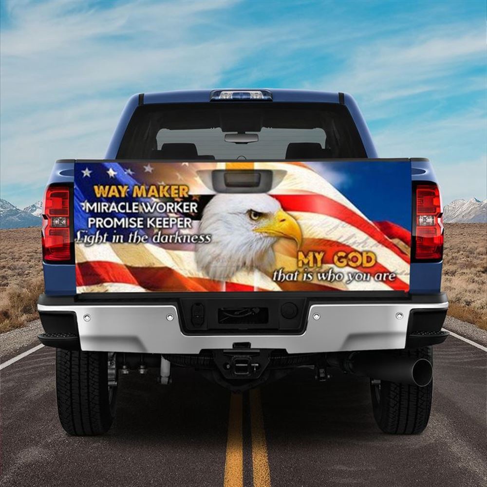Jesus Tailgate Wrap, God Jesus Cross Eagl America Truck Tailgate Decal Decor Truck Tailgate Wrap