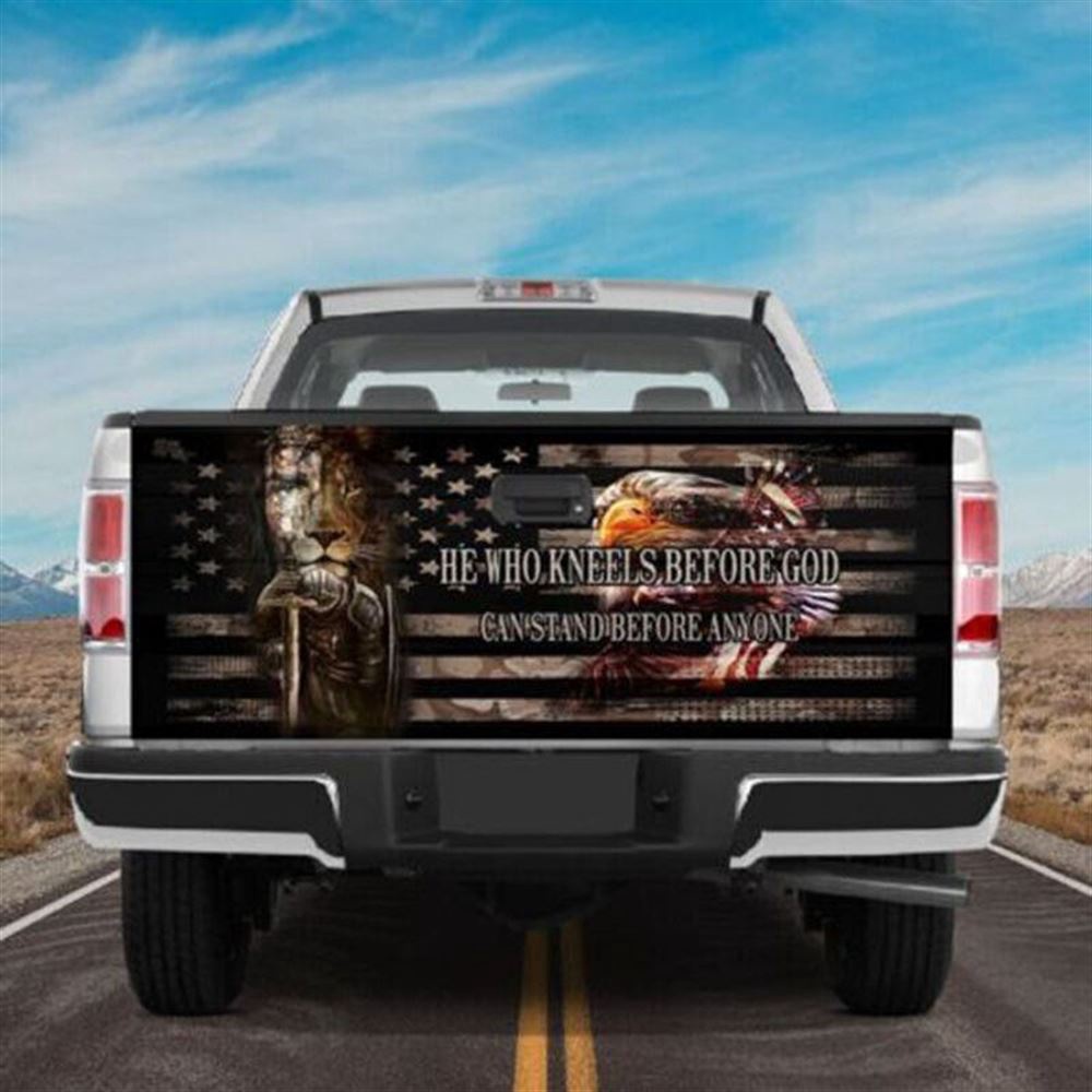 Jesus Tailgate Wrap, He Who Kneels Before God Can Stand Before Anyone Tailgate Wrap Lion Christian Knight Templar Us Flag Tailgate Wrap Jesus Tailgate Wrap, He Who Kneels Before God Can Stand Before Anyone Tailgate Wrap Lion Christian Knight Templar Us Flag Tailgate Wrap