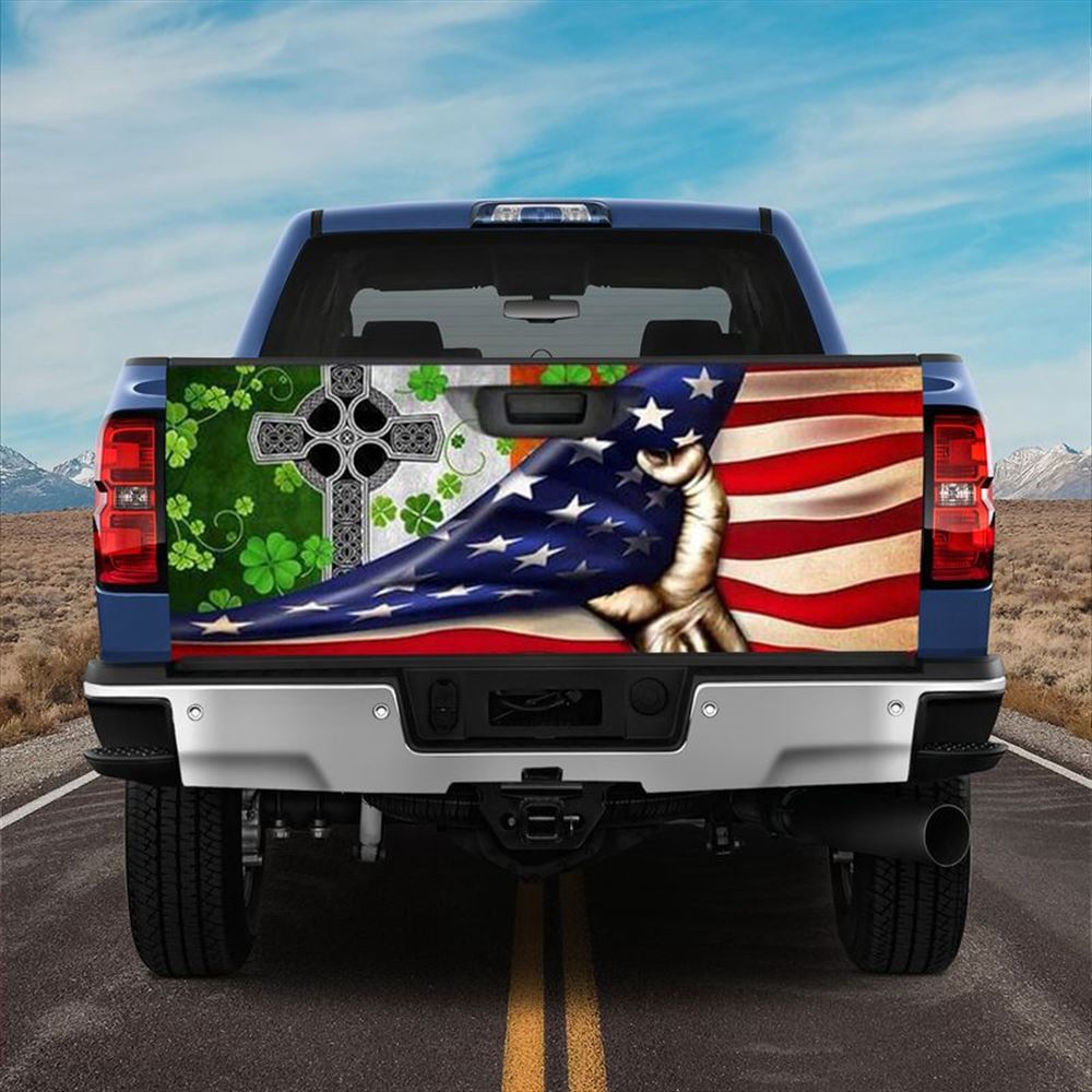 Jesus Tailgate Wrap, Irish American Truck Tailgate Decal Cross St Patricks Day Gift Idea Tailgate Wrap Jesus Tailgate Wrap, Irish American Truck Tailgate Decal Cross St Patricks Day Gift Idea Tailgate Wrap