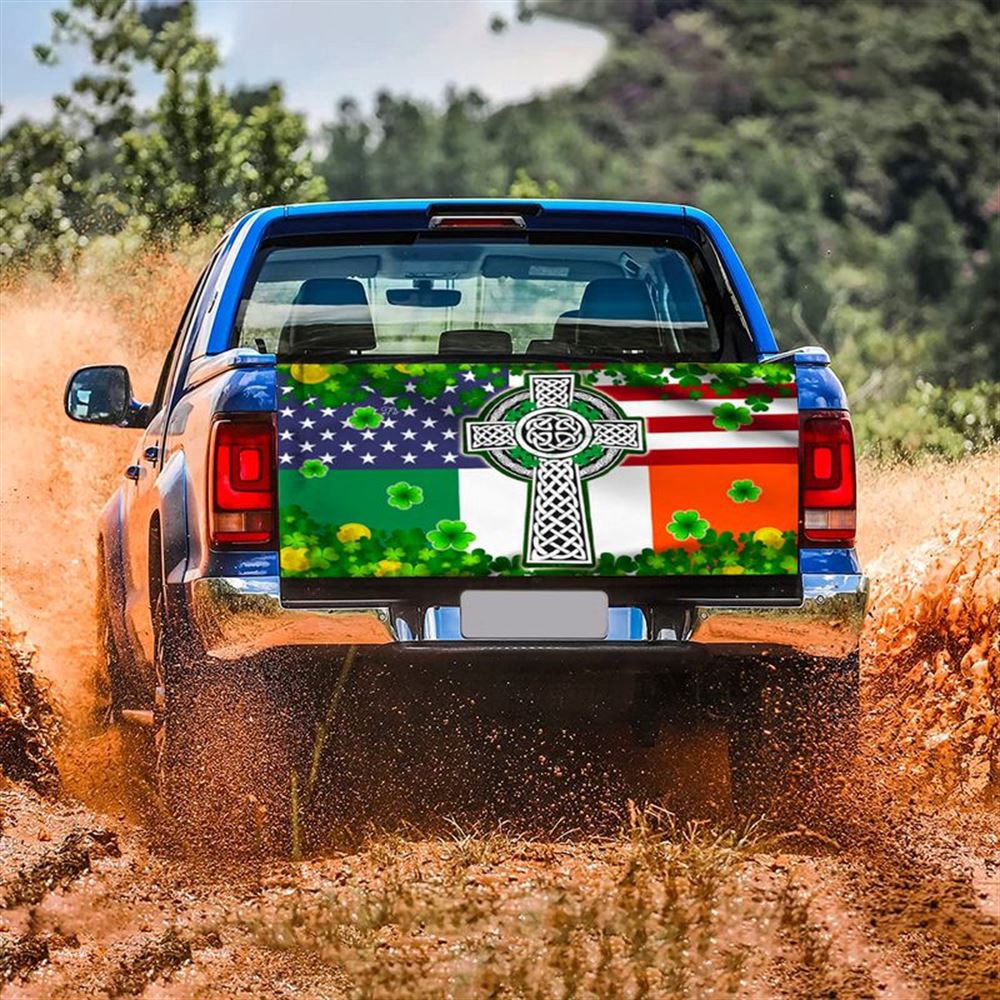 Jesus Tailgate Wrap, Irish Celtic Cross Shamrock Happy St Patritck Day Tailgate Wrap Irish By Blood American By Birth Tailgate Wrap Jesus Tailgate Wrap, Irish Celtic Cross Shamrock Happy St Patritck Day Tailgate Wrap Irish By Blood American By Birth Tailgate Wrap