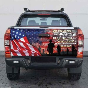 Jesus Tailgate Wrap Jesus Christ And The American Veteran Tailgate Wrap Truck Decor Patriot Gift Family And Friends Gift Tailgate Wrap 1 mztw0s.jpg
