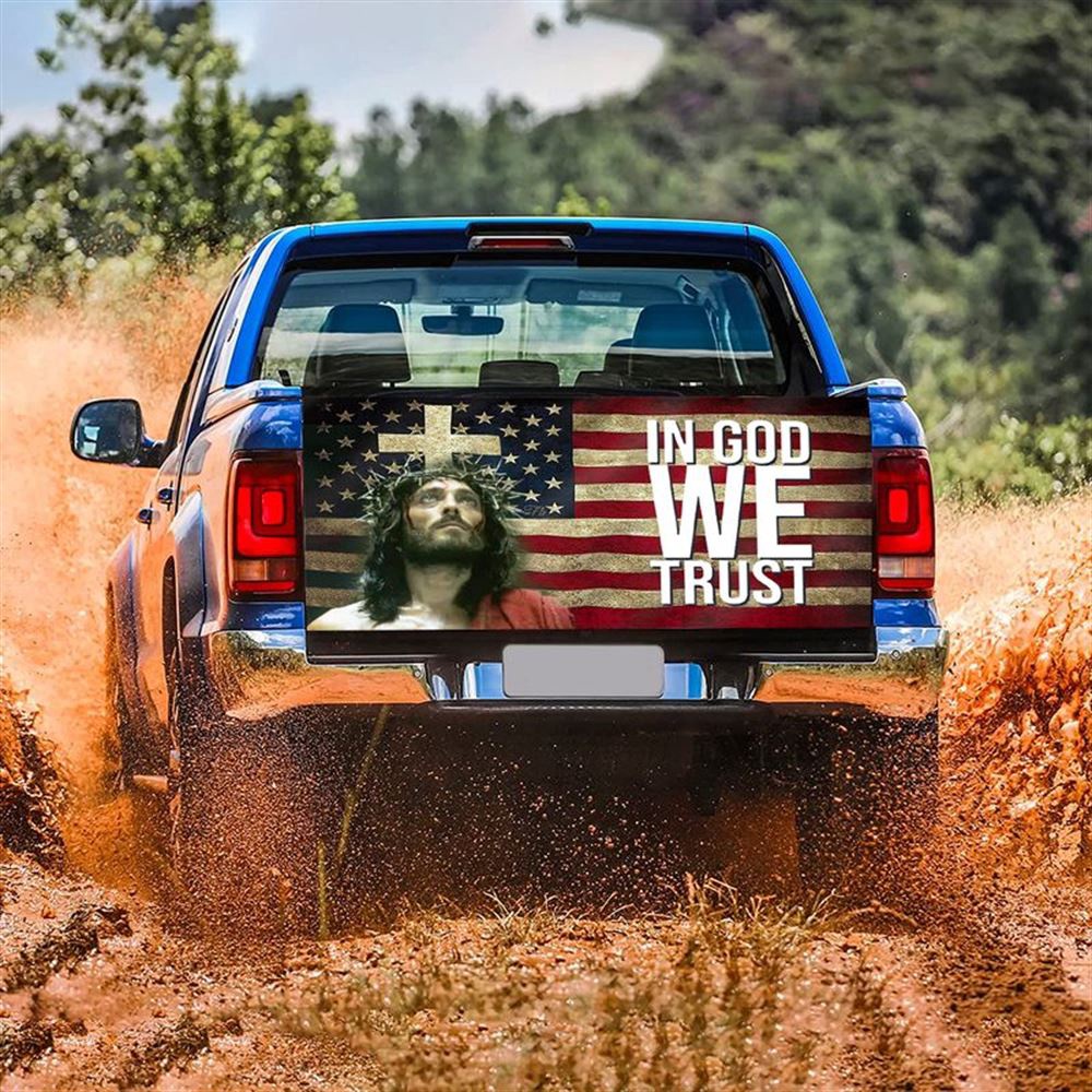 Jesus Tailgate Wrap, Jesus Christ Truck Tailgate Decal In God We Trust Graphic Decal American Flag Independence Day Gift Tailgate Wrap Jesus Tailgate Wrap, Jesus Christ Truck Tailgate Decal In God We Trust Graphic Decal American Flag Independence Day Gift Tailgate Wrap