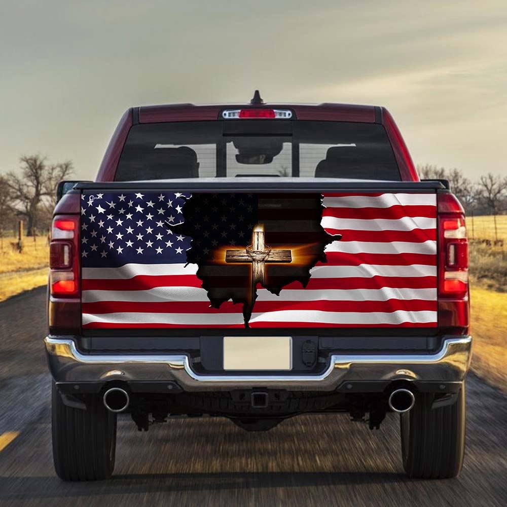 Jesus Tailgate Wrap, Jesus Christian Cross America Truck Tailgate Decal Sticker Wrap, Christian Car Decor Jesus Tailgate Wrap, Jesus Christian Cross America Truck Tailgate Decal Sticker Wrap, Christian Car Decor