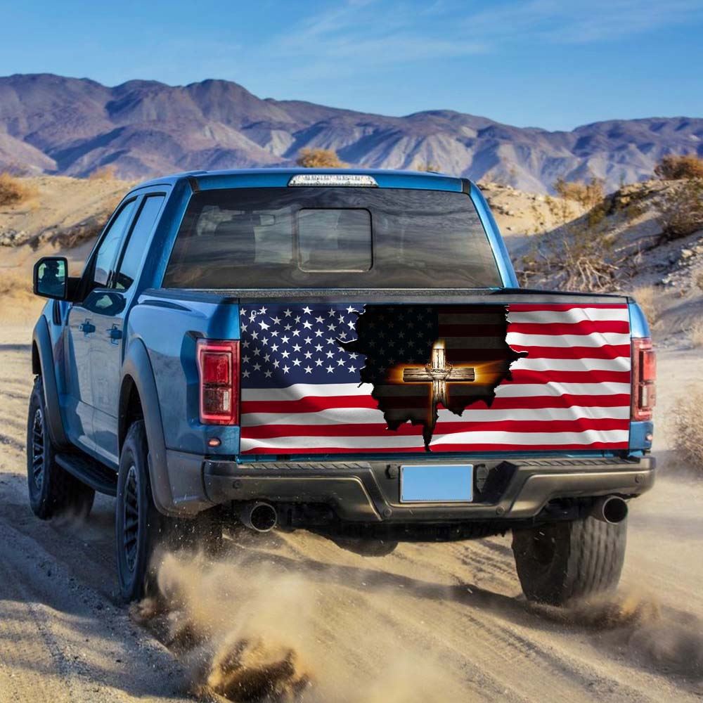 Jesus Tailgate Wrap, Jesus Christian Cross America Truck Tailgate Decal Sticker Wrap, Christian Car Decor Jesus Tailgate Wrap, Jesus Christian Cross America Truck Tailgate Decal Sticker Wrap, Christian Car Decor