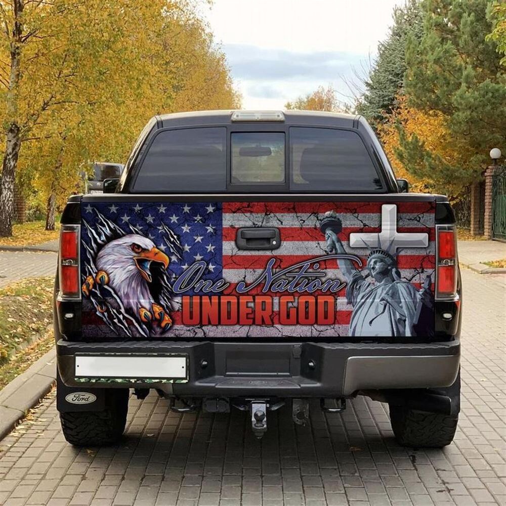 Jesus Tailgate Wrap, One Nation Under God Truck Tailgate Wrap Vinyl Graphic Christian Car Accessories Tailgate Wrap