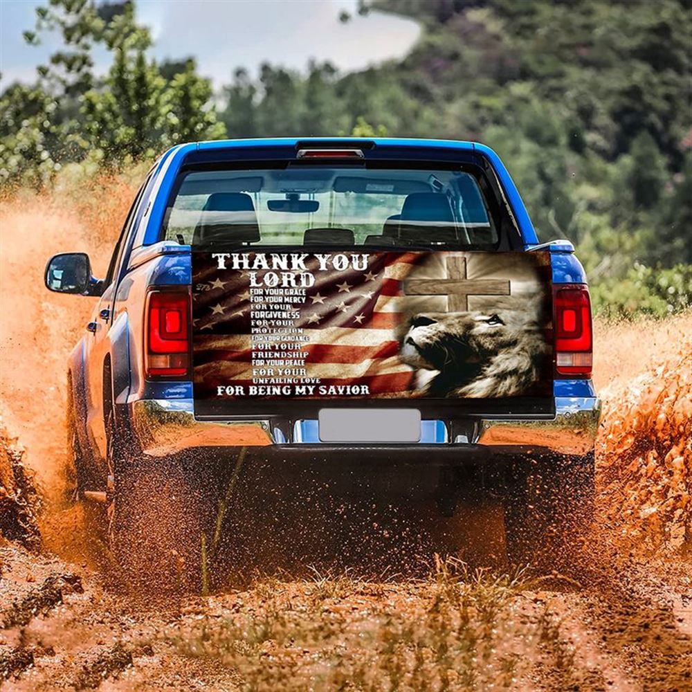 Jesus Tailgate Wrap, Thank You Lord Tailgate Wrap Jesus Lion Tailgate Wrap My Savior Tailgate Cover Christian Decor Tailgate Wrap