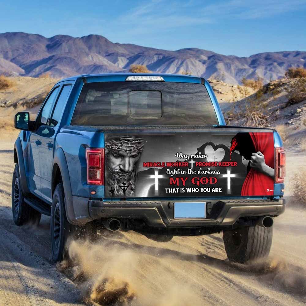 Jesus Tailgate Wrap, Way Maker Miracle Worker Jesus Christ Truck Tailgate Decal Sticker Wrap
