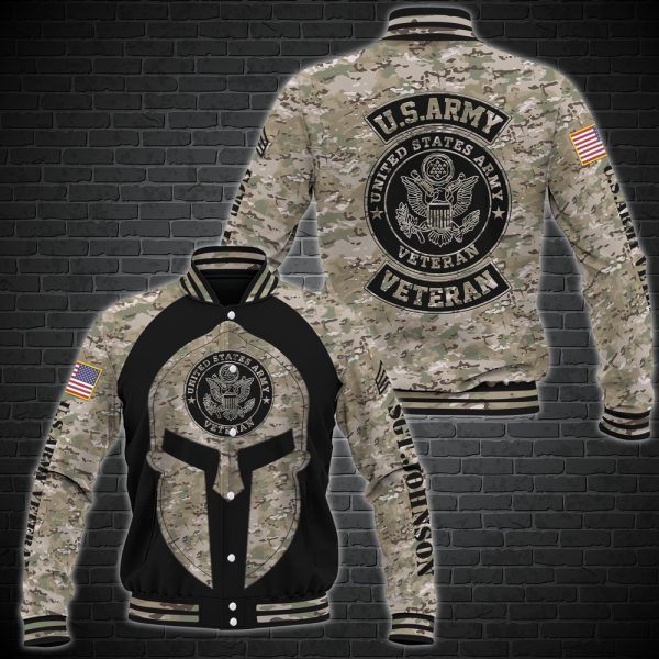 Veteran Jacket, Army Veteran Jacket, Military Us Army Jacket, Army Veteran Spatan Baseball Jacket, Custom Name And Rank