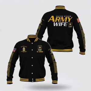 Veteran Jacket, Army Veteran Jacket, Us Army Wife Baseball Jacket Custom Your Name And Rank