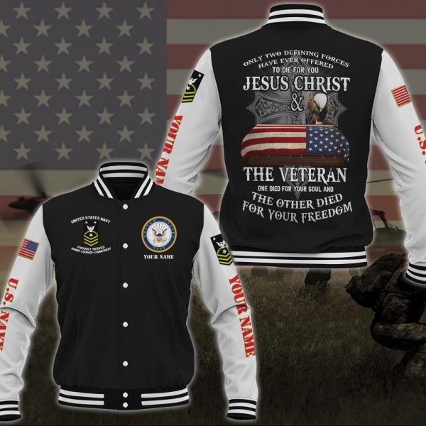 Veteran Jacket, Navy Veteran Jacket, Us Navy Veteran Military Logo Baseball Jacket Custom Jacket