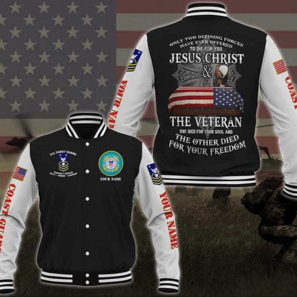 Veteran Jacket, Us Coast Guard Veteran Military Logo Baseball Jacket Custom Jacket