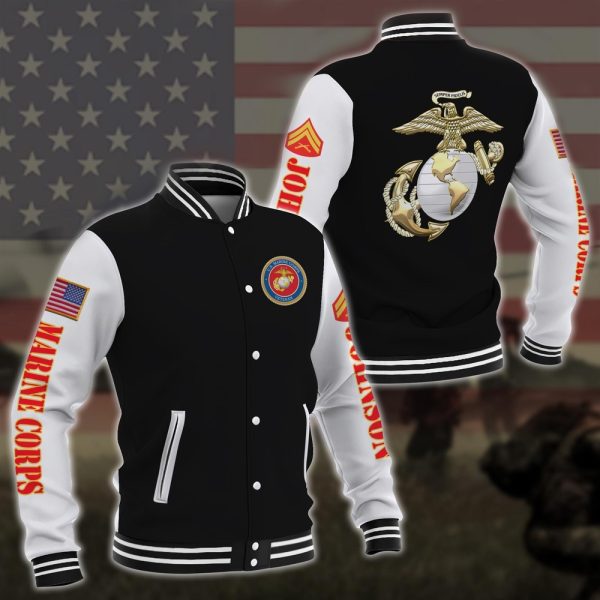 Veteran Jacket, Us Marine Corps Veteran Gift For Military Veteran Design 3D Design Custom Baseball Jacket